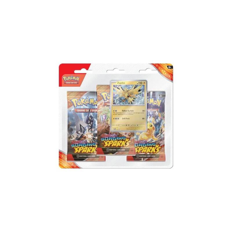 Pokemon Scarlet and Violet Surging Sparks 3 Pack Blister - Zapdos