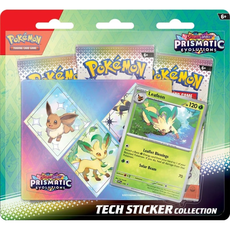 Pokemon Scarlet and Violet Prismatic Evolutions Tech Sticker Collection Pack - Leafeon